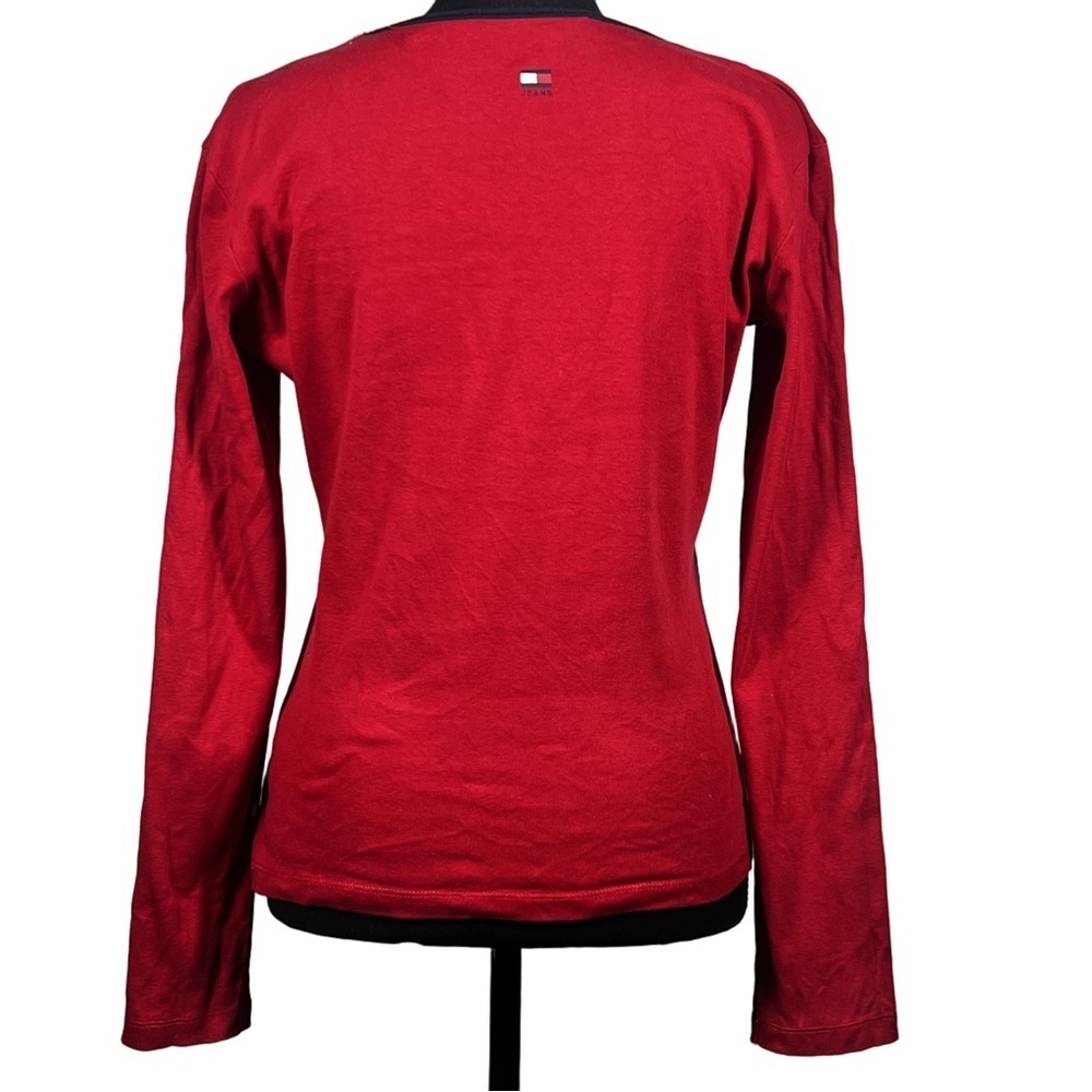 Vintage Y2K Tommy Hilfiger Jeans Red Long Sleeve Women's Tee, Size Medium - Picture 5 of 10